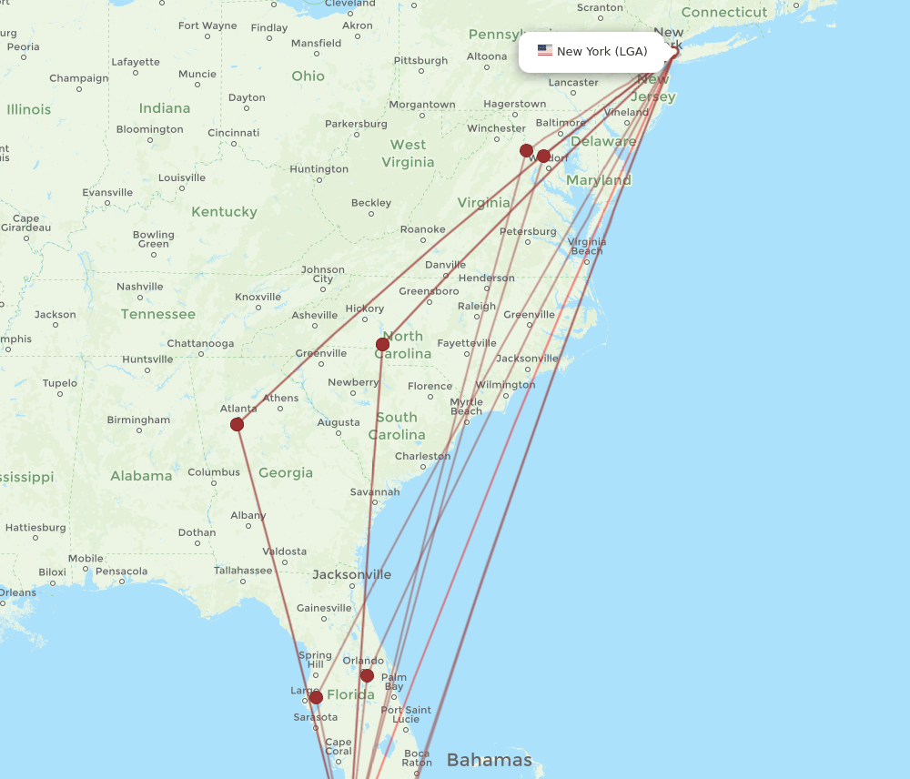 LGA-EYW flight routes