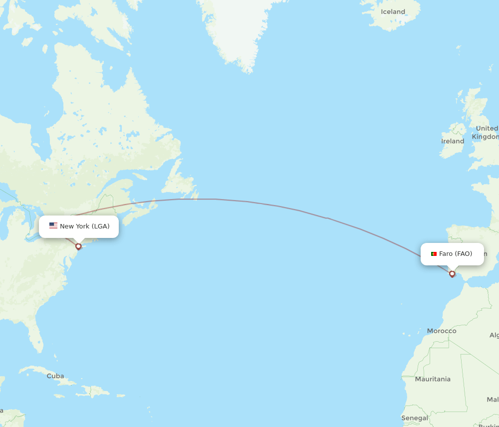 LGA-FAO flight routes