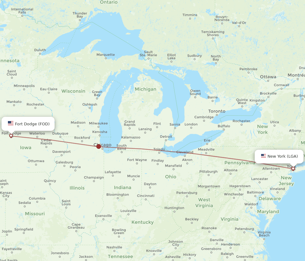 LGA-FOD flight routes