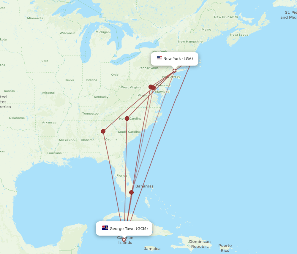 LGA-GCM flight routes