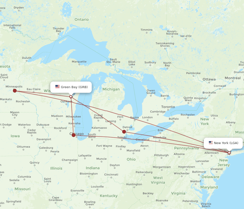LGA-GRB flight routes