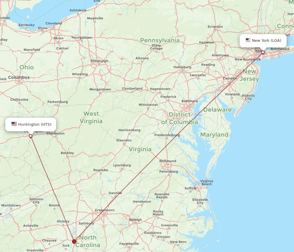 LGA-HTS flight routes