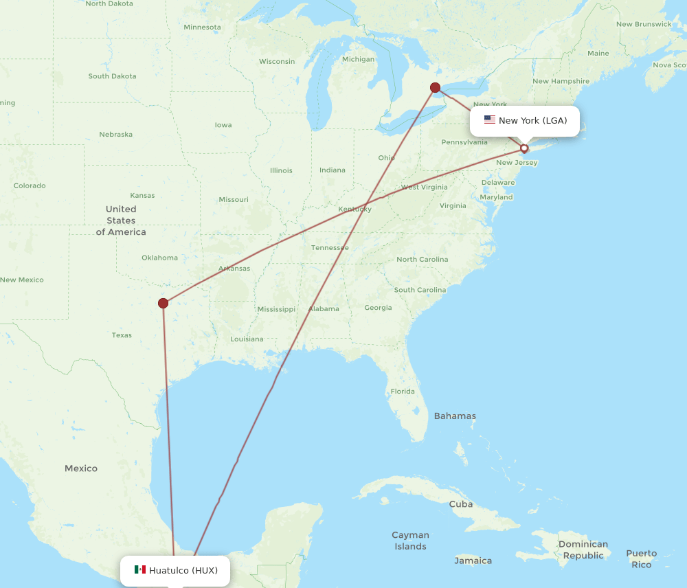 LGA-HUX flight routes