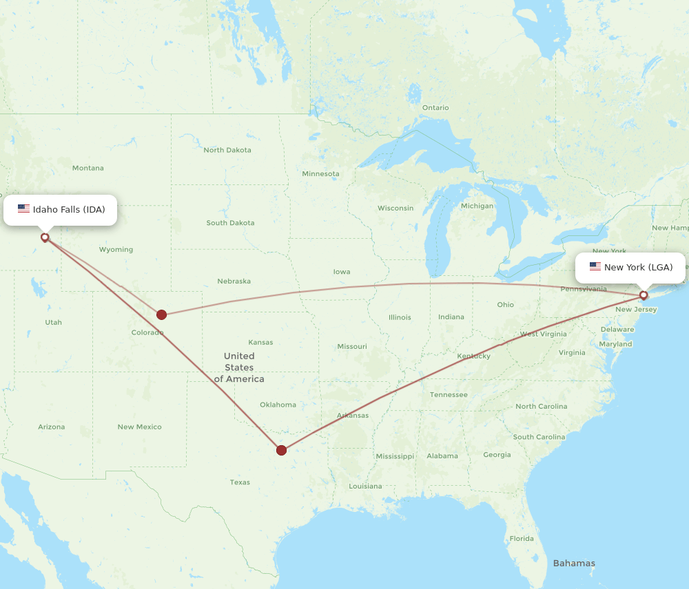 LGA-IDA flight routes