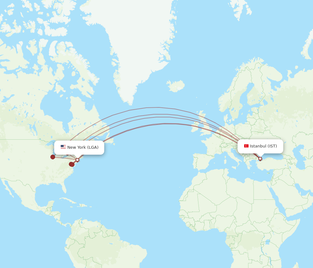 LGA-IST flight routes