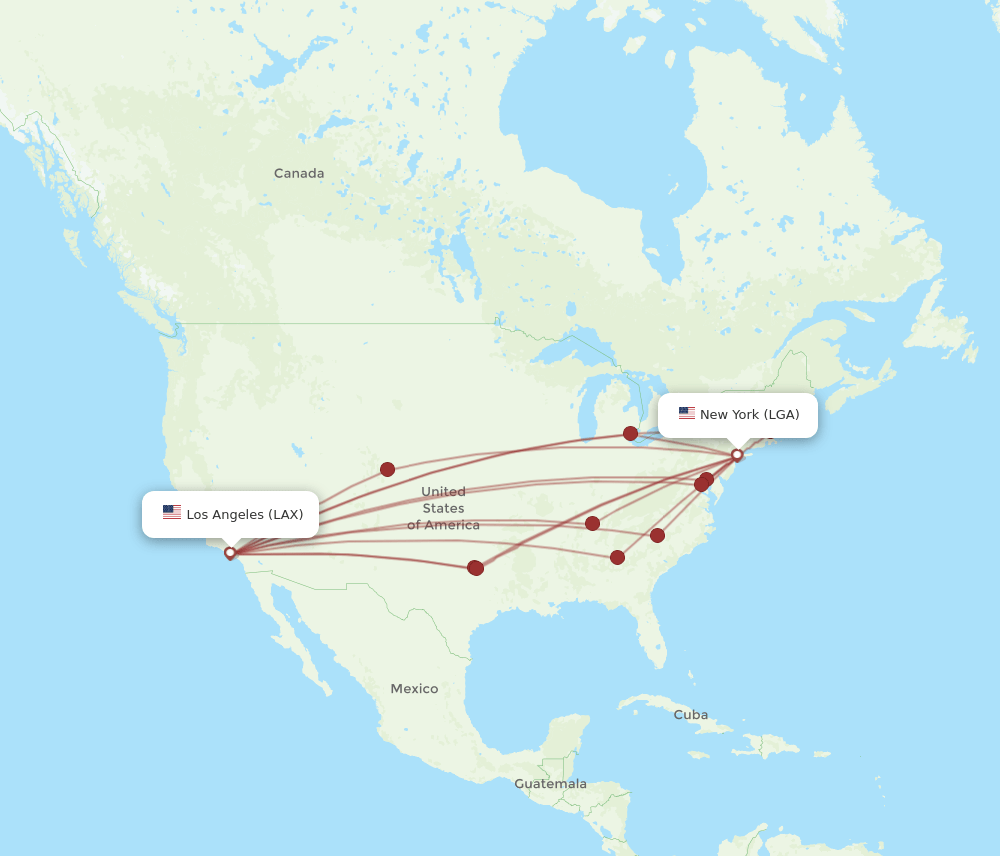 LGA-LAX flight routes