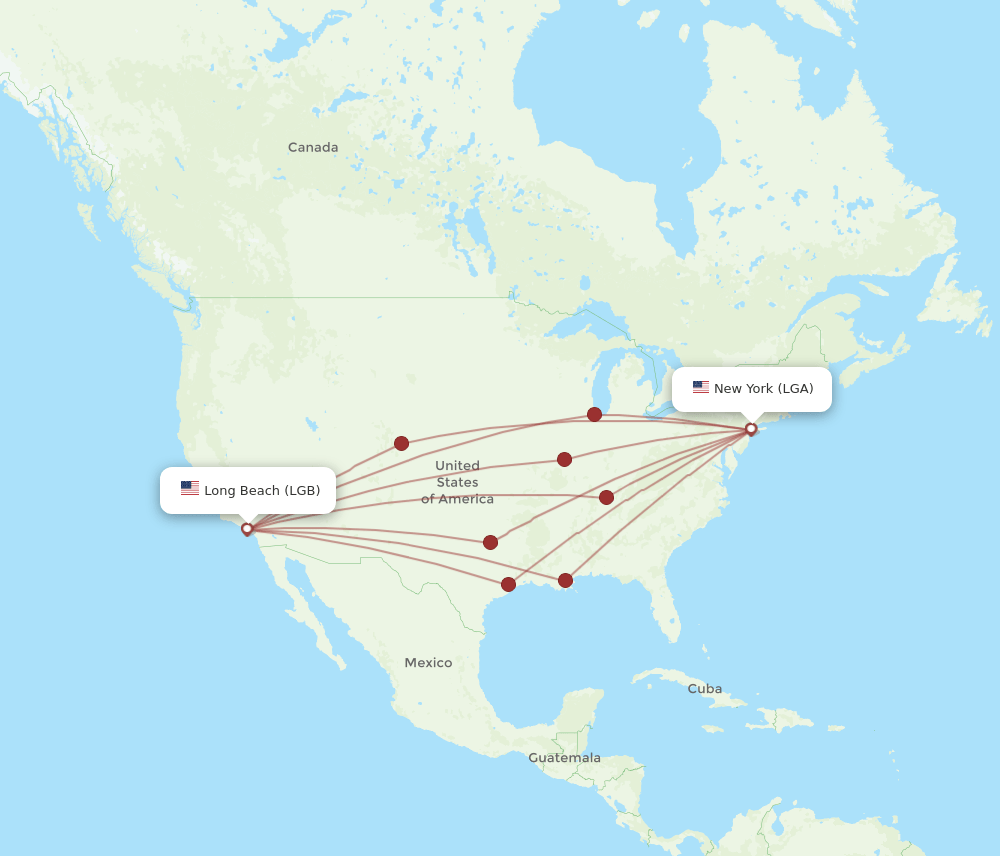 LGA-LGB flight routes