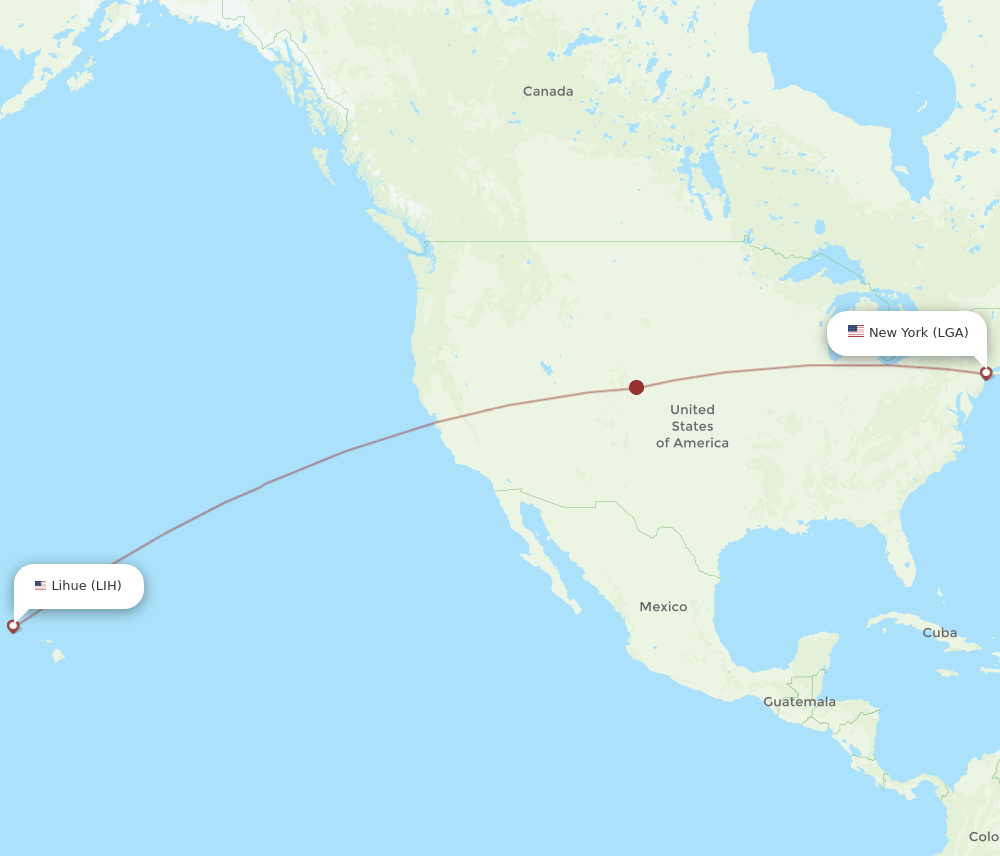 LGA-LIH flight routes