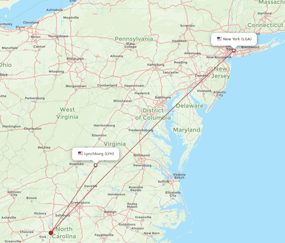 LGA-LYH flight routes