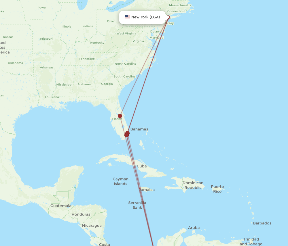 LGA-MDE flight routes