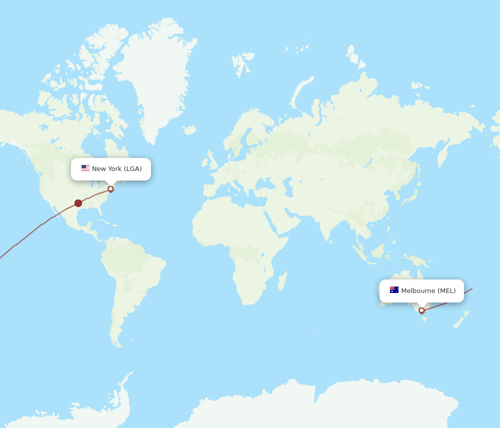 LGA-MEL flight routes