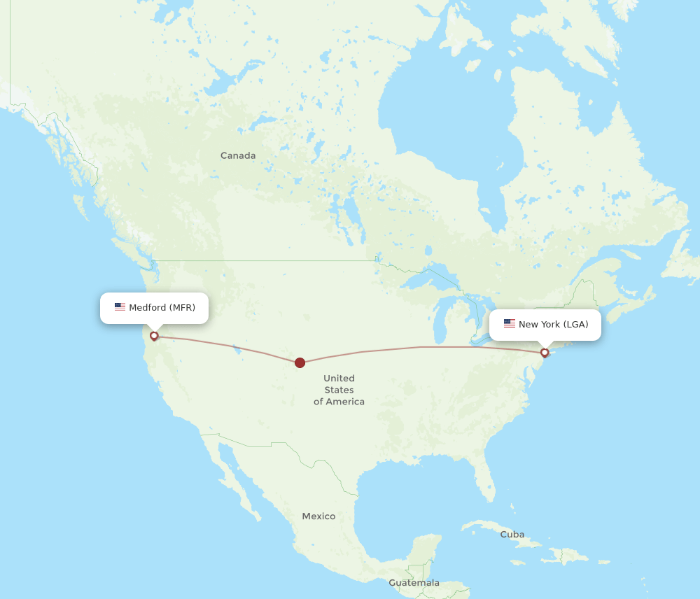 LGA-MFR flight routes