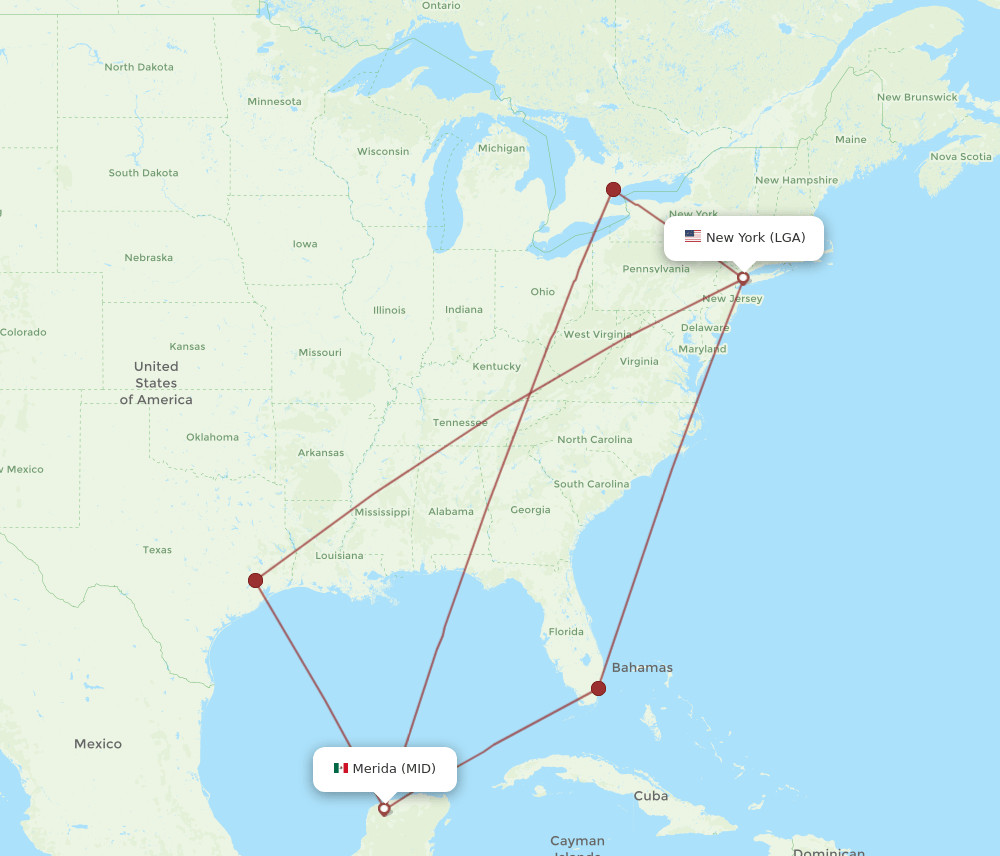 LGA-MID flight routes