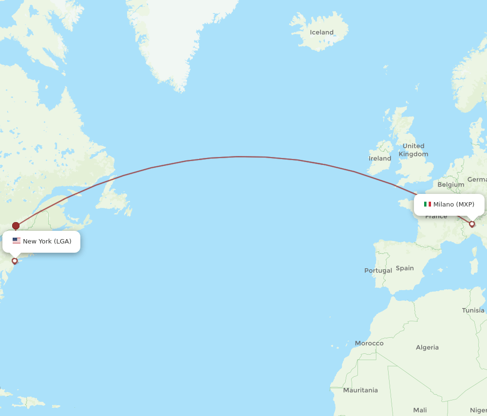 LGA-MXP flight routes