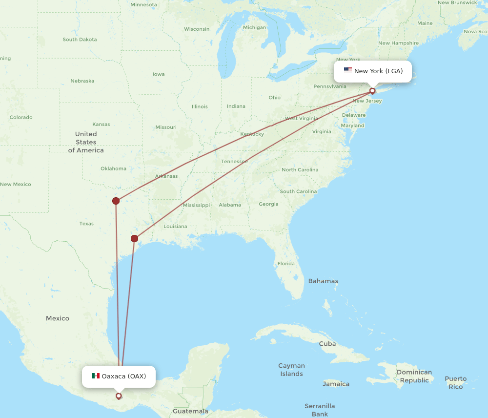 LGA-OAX flight routes
