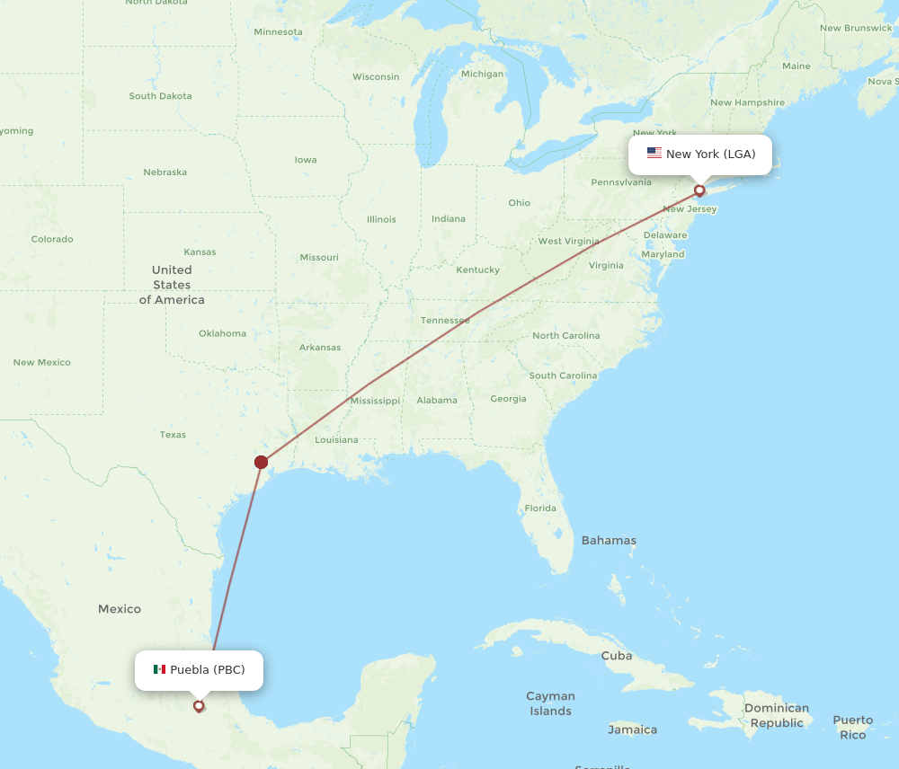 LGA-PBC flight routes