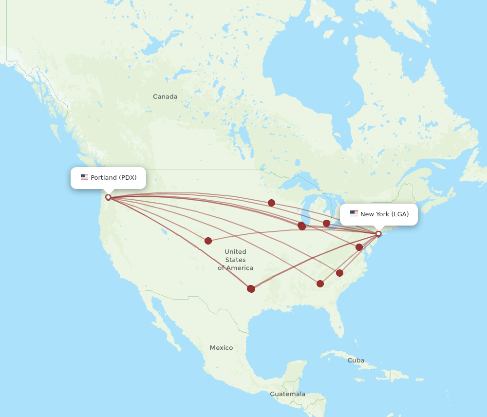 LGA-PDX flight routes