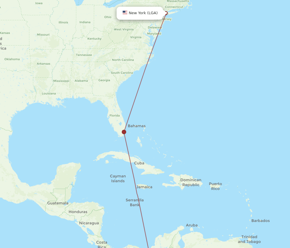 New York - Pereira route map and flight paths