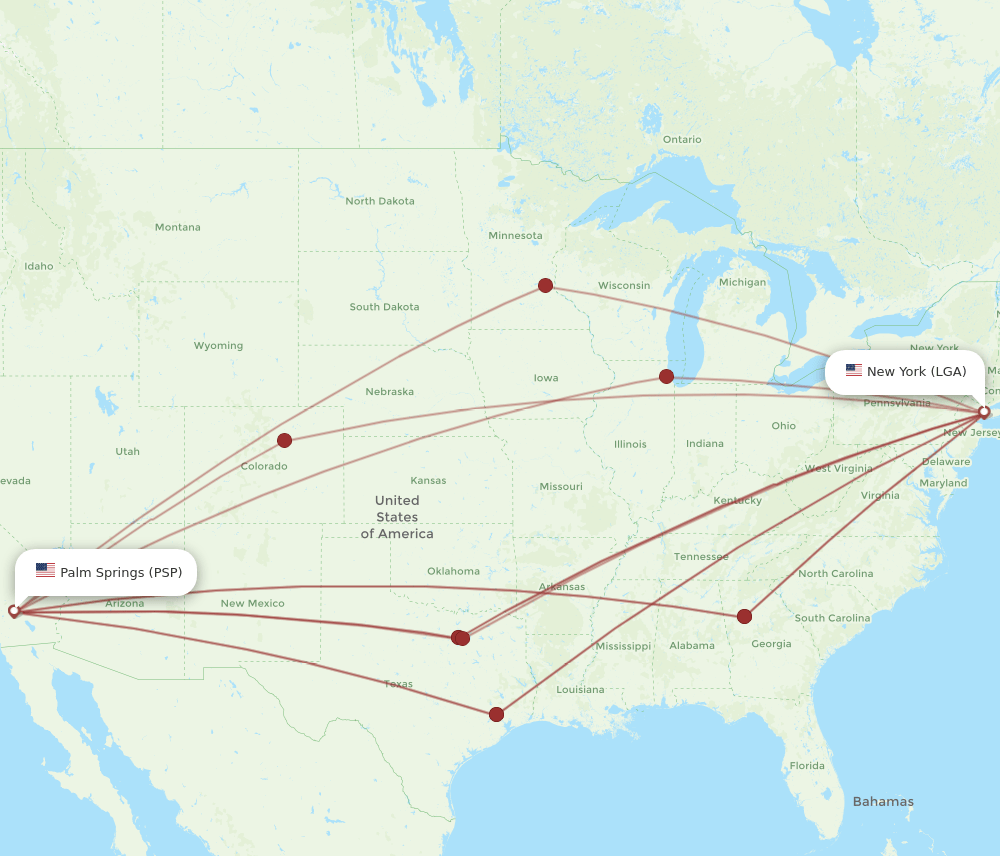 LGA-PSP flight routes