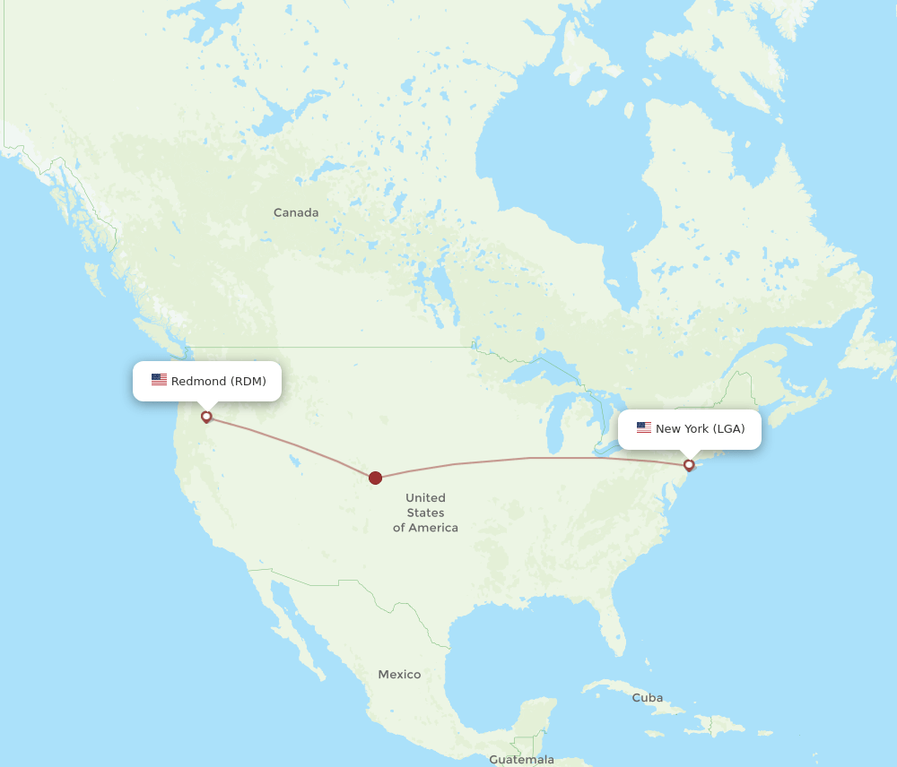 LGA to RDM flights and routes map