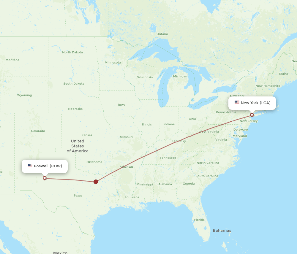 LGA-ROW flight routes