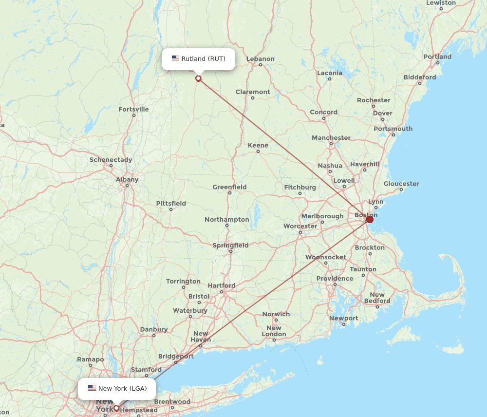 LGA-RUT flight routes