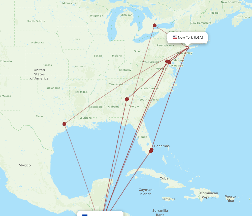 LGA-SAL flight routes