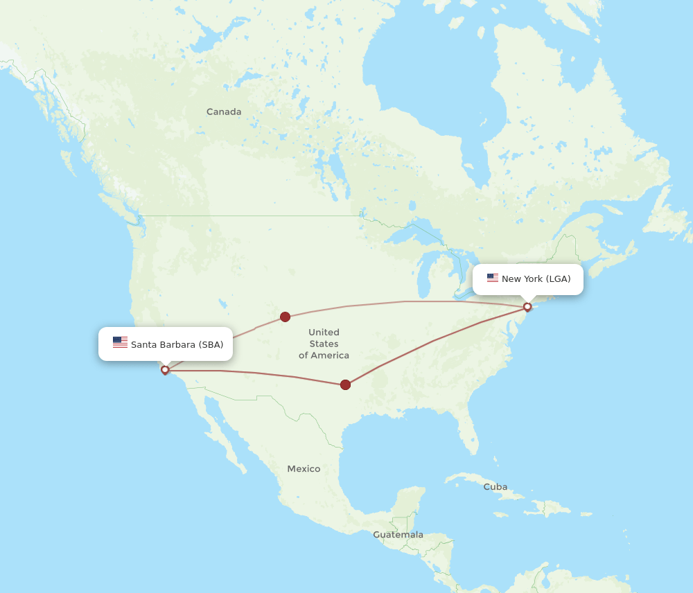 LGA to SBA flights and routes map