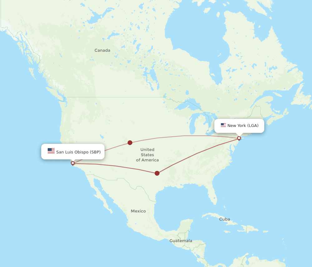 LGA to SBP flights and routes map