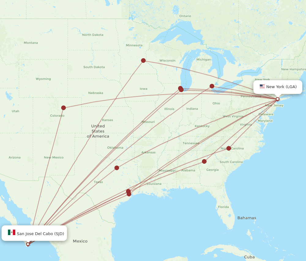 LGA-SJD flight routes