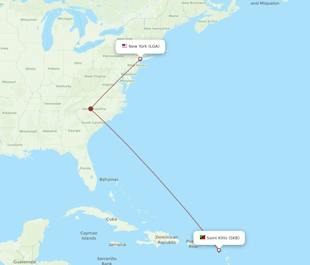 LGA-SKB flight routes