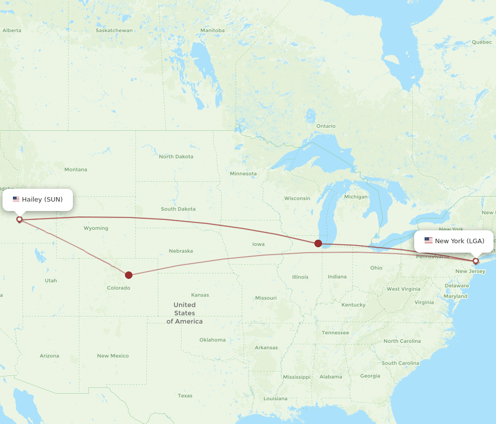 LGA-SUN flight routes