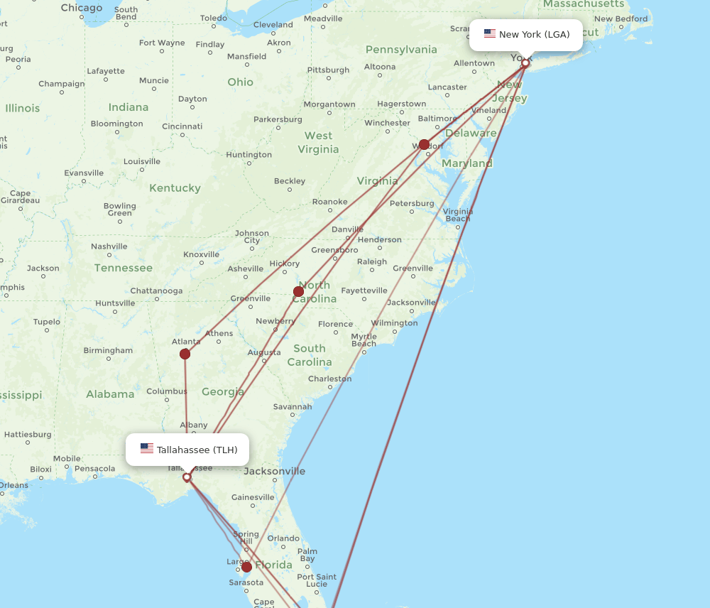 LGA-TLH flight routes