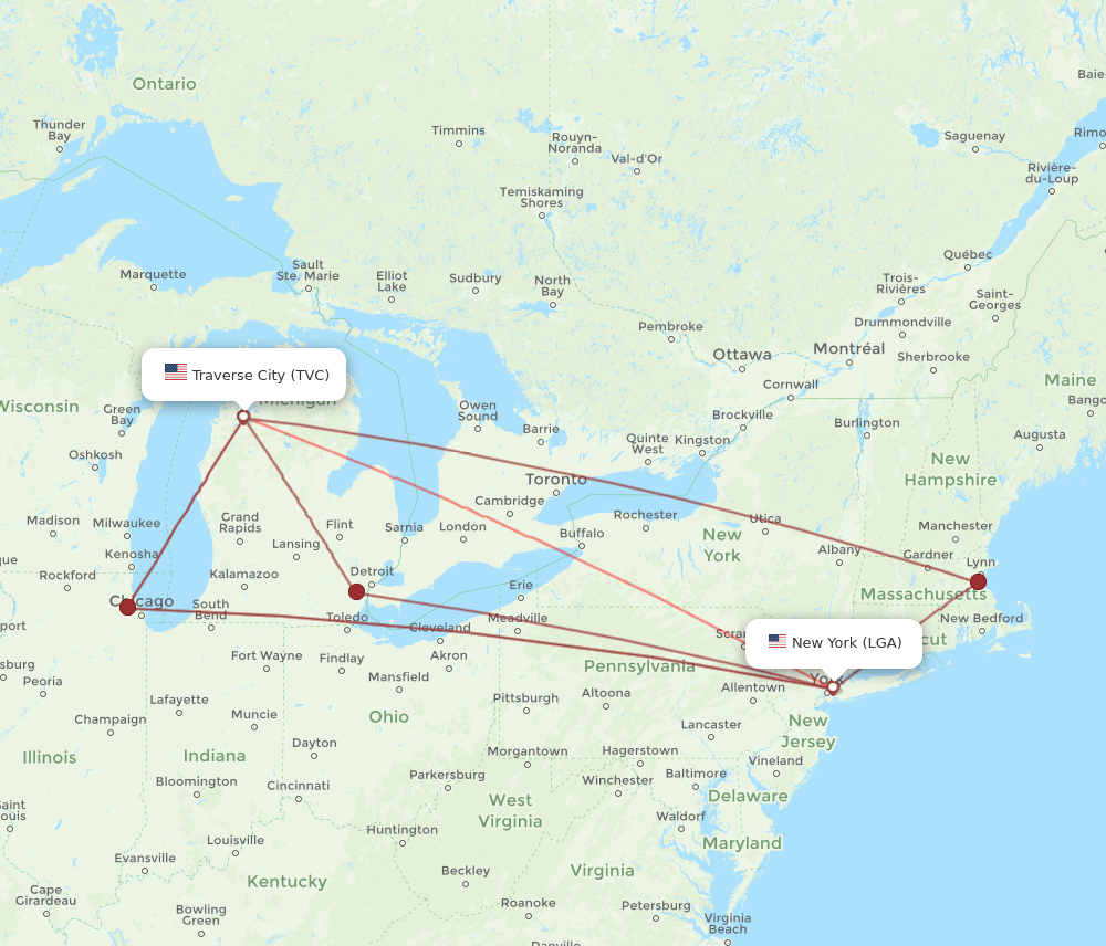 LGA-TVC flight routes