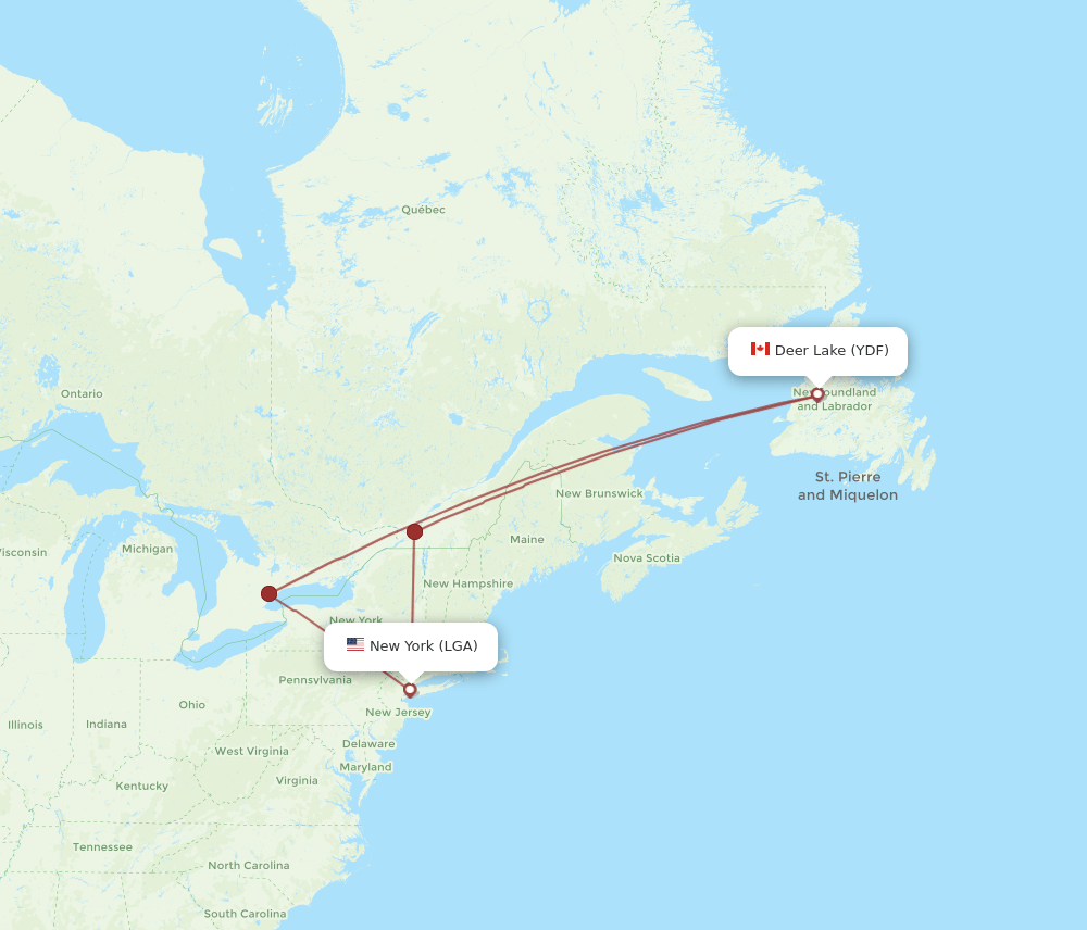 LGA to YDF flights and routes map