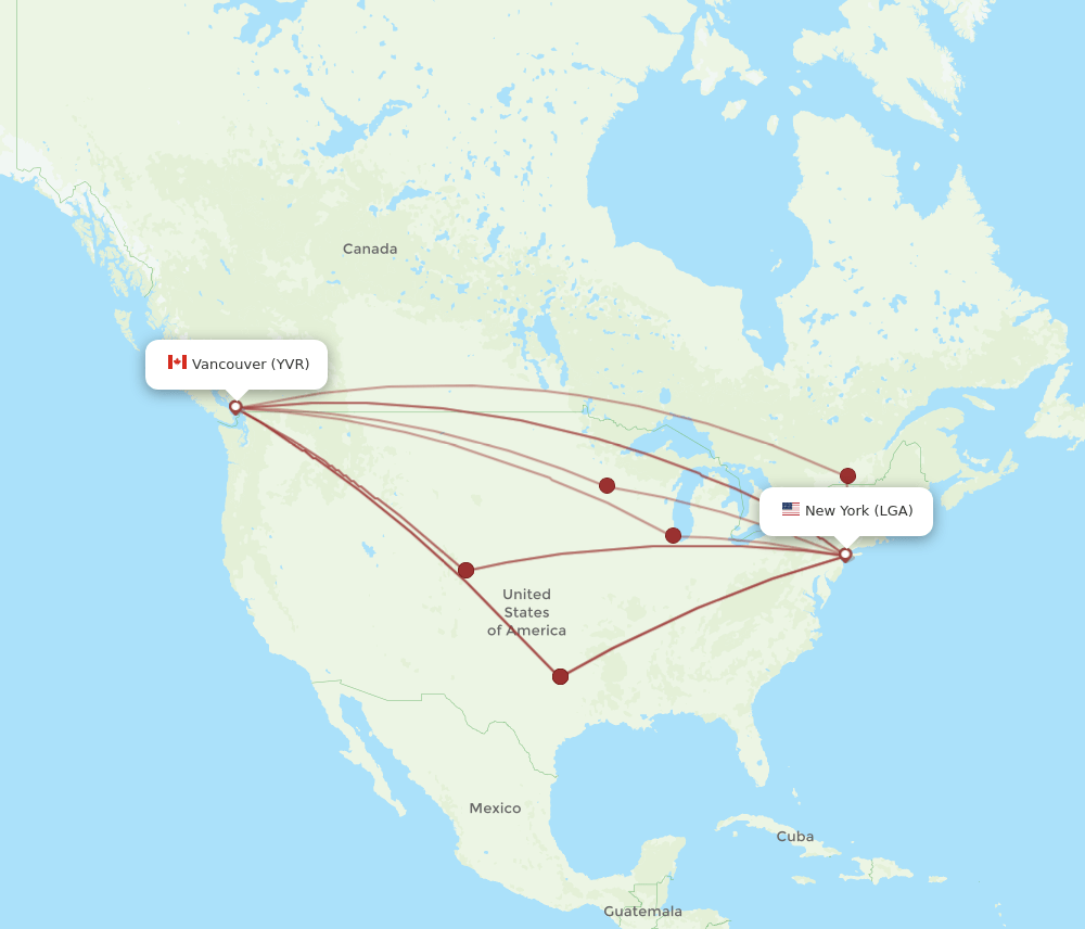 LGA-YVR flight routes