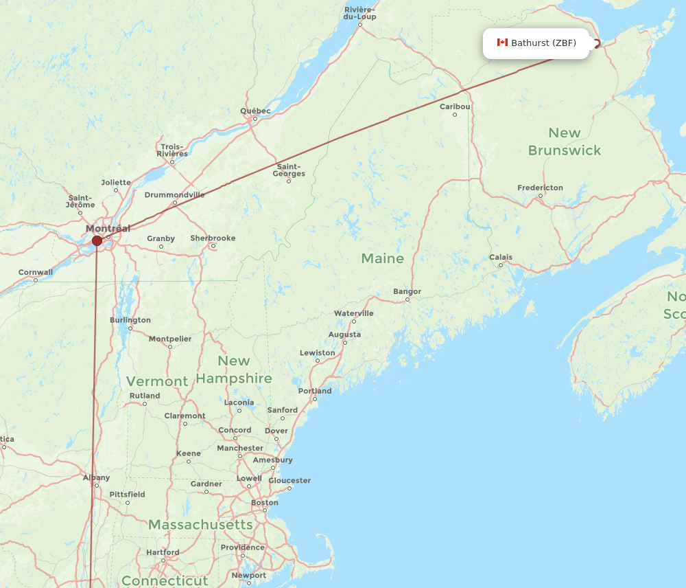 LGA to ZBF flights and routes map