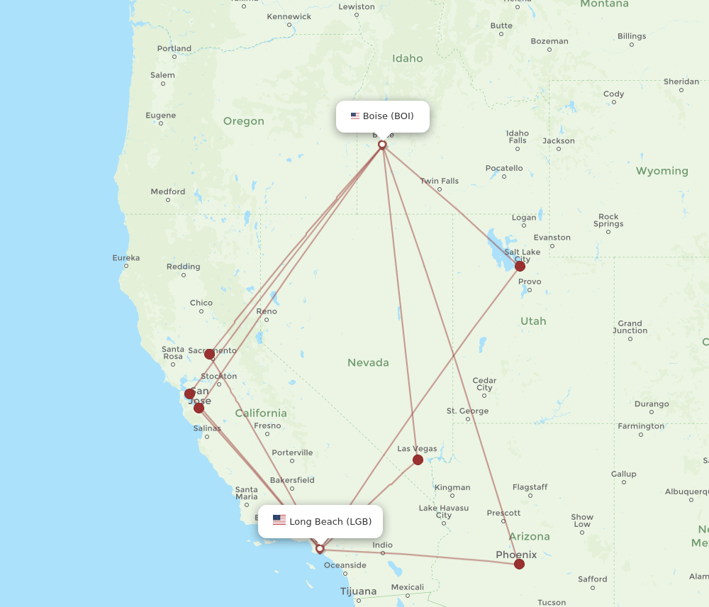 LGB-BOI flight routes