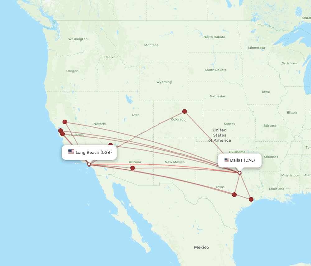 LGB-DAL flight routes