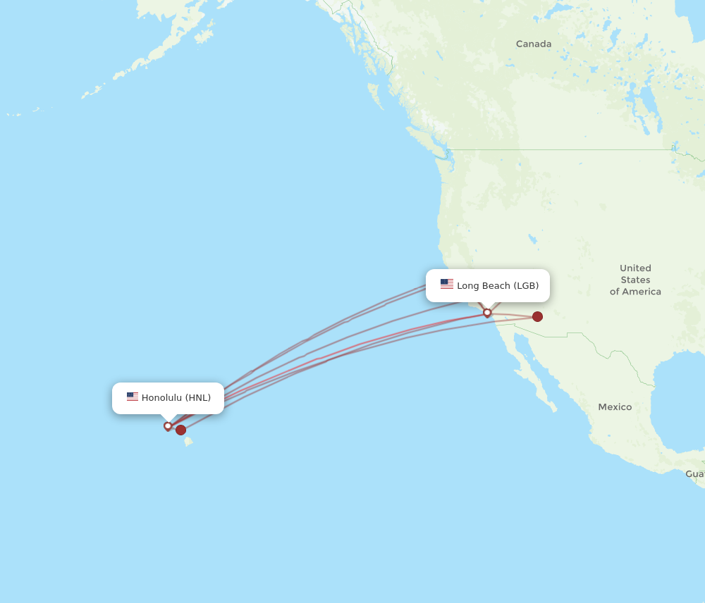 LGB to HNL flights and routes map