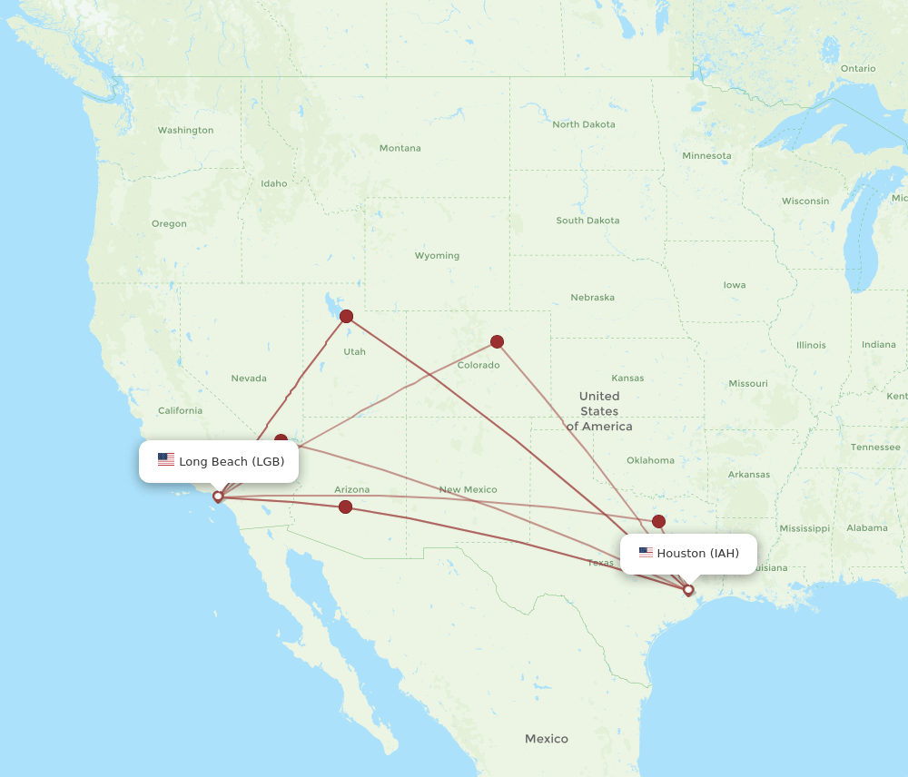 LGB-IAH flight routes