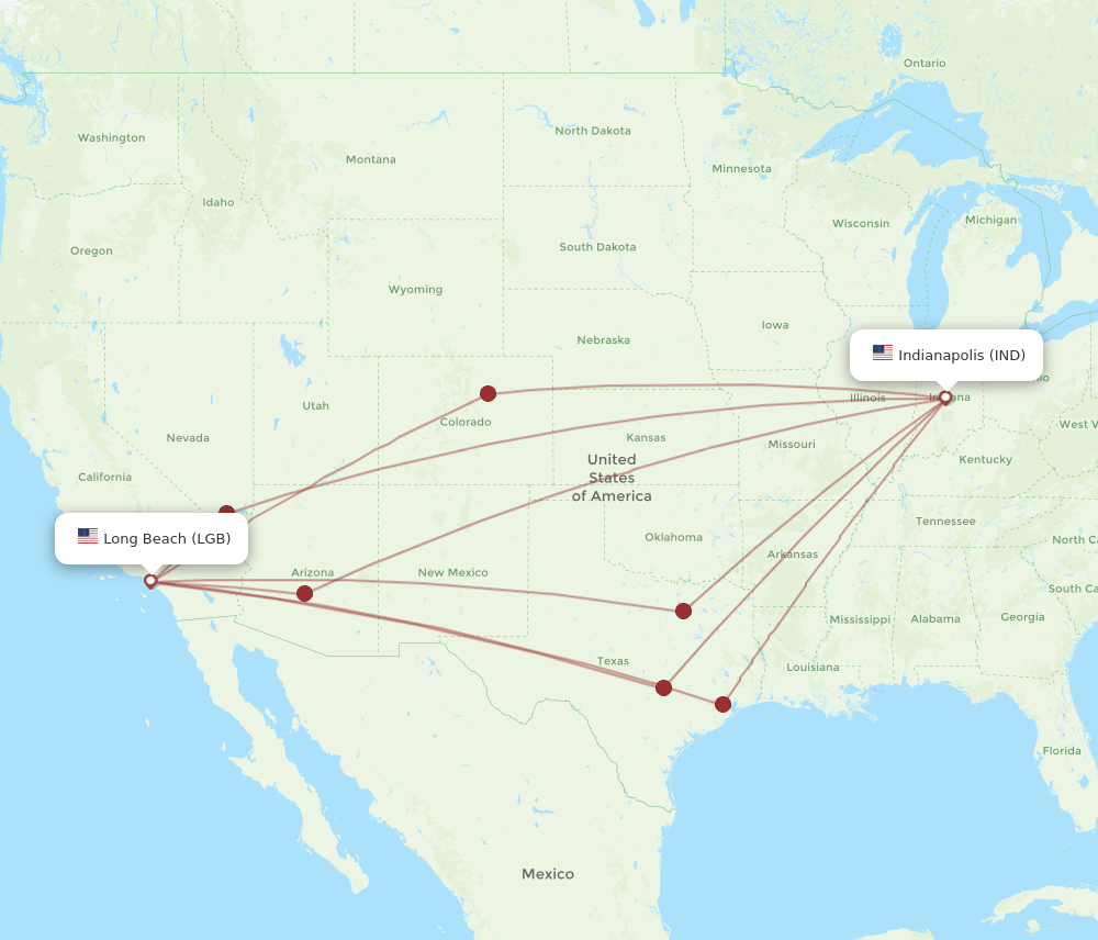 LGB-IND flight routes