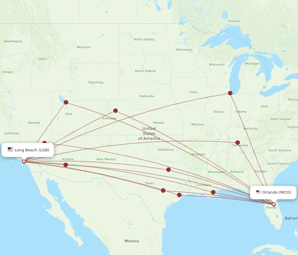 LGB-MCO flight routes