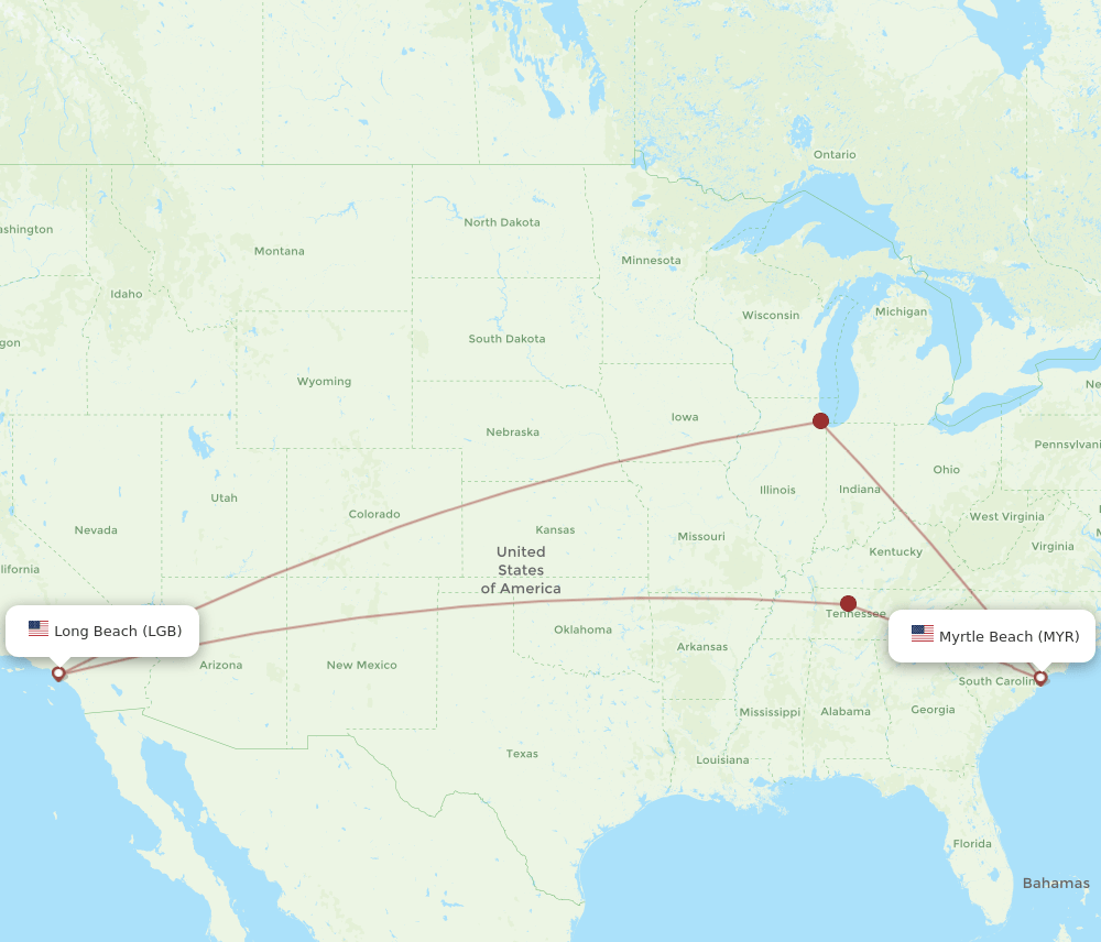 LGB-MYR flight routes