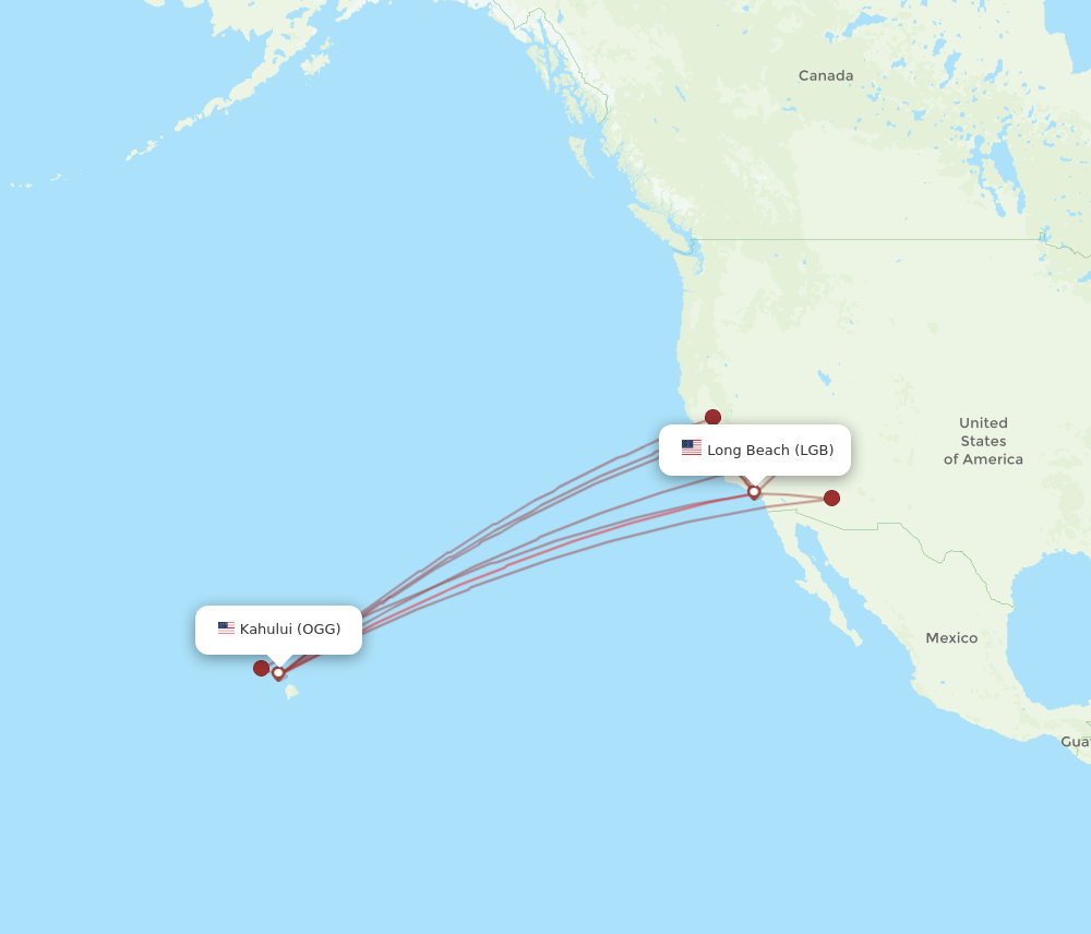 LGB to OGG flights and routes map
