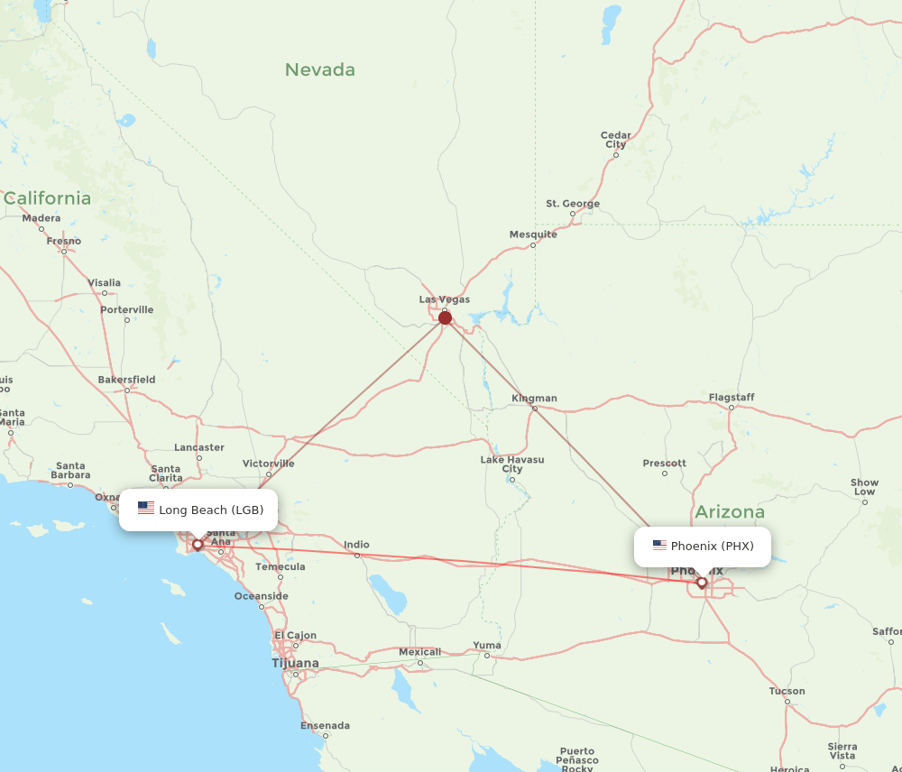 LGB-PHX flight routes