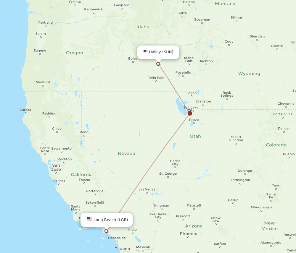LGB to SUN flights and routes map