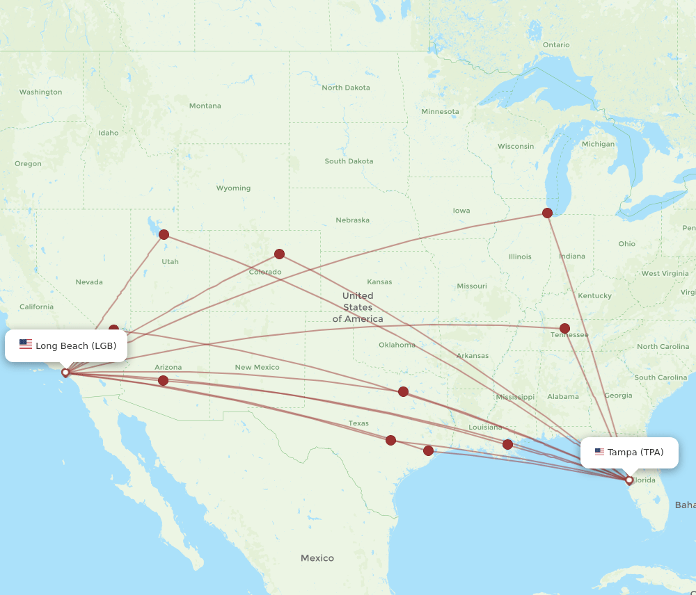 LGB-TPA flight routes