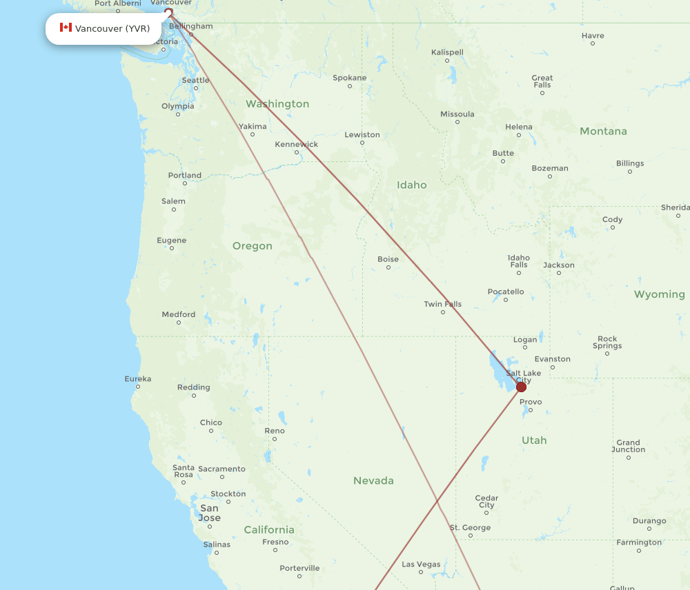 LGB-YVR flight routes