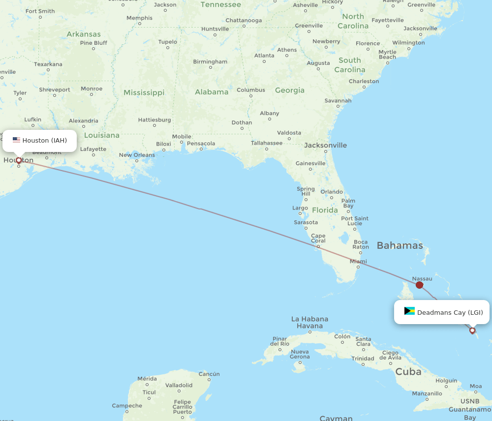 LGI-IAH flight routes